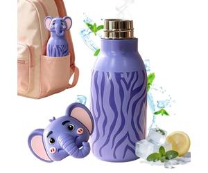 Gobelet de réutilisable en acier inoxydable avec couvercle, 500 ml | Illustration d'animaux mignons, construction en acier inoxydable, couvercle sécurisé, capacité de 500 ml