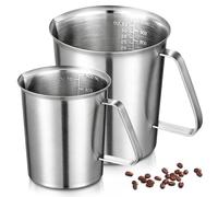Gobelet Doseur En Acier Inoxydable: Lot De 2 Pot à Lait 500ml+1000ml, Pichet Doseur Avec Marquage Et Poignée Passe Au Lave-Vaisselle Pour Maison, Bar, Café, Cuisine, Restaurant