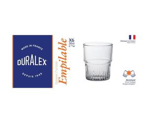 Gobelet empilable en verre trempé - DURALEX - Lot de 6 pièces - 20 cl - Transparent - Verre trempé - Empilable