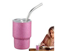 Gobelet en acier inoxydable avec paille, gobelet avec paille et couvercle | Acier inoxydable Porte-gobelet de voiture de à Double paroi, isolation sous vide réutilisabl Violet