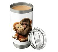 Gobelet en acier inoxydable - Tasse isotherme à motif de singe avec couvercle étanche, tasse thermique, accessoire de breuvage, tasse de voyage pour café chaud, siroter des boissons froides et pour