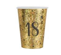 Gobelet en carton - SANTEX - Gobelet « Âge 18 ans » - Or brillant - 27 cl - Lot de 10