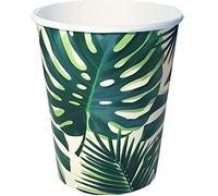 Gobelet en Carton - SKYLANTERN - Tropical Vert x8 - Motif Feuillage - 25cl