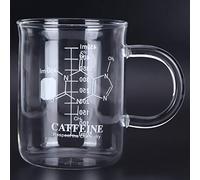Gobelet En Verre, 450 Ml/16 Oz Gradué Funny Borosilicate Becher Mug Avec Poignée échelle De Tasse à Café Et Diagramme Moléculaire de la Caféine Pour les Amateurs De Biologie Et De Chimie
