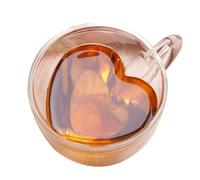 Gobelet en verre transparent à double paroi, romantique, en forme de cœur, sûr, non toxique, tasse à café pour boissons froides et chaudes, gobelet isotherme en verre en forme de cœur