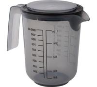 Gobelet gradué avec couvercle - pour les liquides, le sucre et la farine - 1 litre - Ø 125 cm - 16 cm - lavable au lave-vaisselle - Gris français