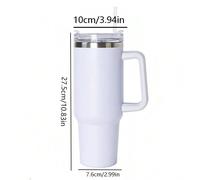 Gobelet isotherme à double paroi de grande capacité 40 oz avec poignée ergonomique et paille réutilisable, tasse de voyage étanche, s'adapte aux porte-gobelets de voiture standard, parfait pour le fit