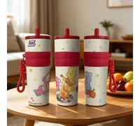 Gobelet isotherme officiel autorisé Care Bears 25oz avec paille et poignée de cordon, manchon en silicone, design mignon de feu de camp, tasse à eau cadeau pour femmes et filles Couvercle bleu,Couverc