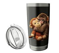 Gobelet isotherme portable en acier inoxydable, tasse de voyage en forme de singe avec couvercle anti-fuite, vaisselle polyvalente, gobelet réutilisable à usage rapide, porte-gobelet pour
