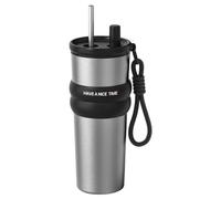 Gobelet Isotherme Pour Voiture | 710ml Bouteille d Eau en Acier Inoxydable avec Paille | Grande Capacité Bouteille À Boisson Tasse Automobile Pour Camping Pêche Voyage Pique-nique Trajet Et Road