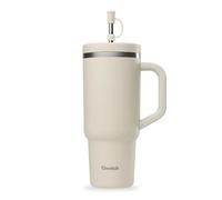 Qwetch – Gobelet isotherme Travel Cup 900 ml – paille & anse – 48h glacé/12h froid – sable