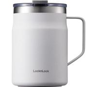 Gobelet isotherme Unyqoos® pour café et thé – gobelet thermique isolé sous vide avec couvercle, en acier inoxydable, 475 ml, blanc, design élégant, prise en main confortable, base en silicone, dimensi