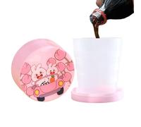 Gobelet pliable pour les déplacements, gobelet pliable | Bouteille réutilisable anti-fuite au format de poche avec couvercle de dessin animé | Gobelet mignon, léger, extensible et anti-brûlure pour