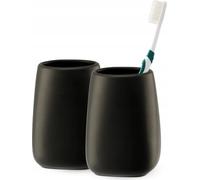 Gobelet pour brosse à dents / Gobelet pour brosses à dents - Gobelet de salle de bain - Lot de 2 pièces - Pour brosses à dents - Porte-brosses à dents - Noir