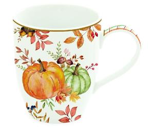 Gobelet, tasse HARVEST Automne Citrouille pour 350ml blanc orange Porcelaine Easy Life