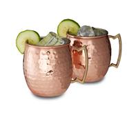 Gobelet, tasse, mug, lot de 4 pour cocktails en acier inoxydable et cuivre, 50 cl, HxlxP: 9,5 x 8 x 8 cm, cuivré