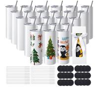 Gobelet thermos sublimable - VEVOR - HH-20OZ24 - 20 oz (591,5 mL) - Acier inoxydable - Lot 24 avec couvercle et paille