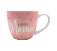 Gobelet XXL - Maxi - Tasse à café - Tasse à café - Tasse à café en porcelaine - Motif : Super Mama en rose - Dimensions H x Ø : 9,2 x 10,5 cm - Capacité : 400 ml - Passe au lave-vaisselle