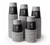 Gobelets à café en carton 240 ml (8 oz) gris et noir - Lot de 50 - Gobelets jetables en carton - Tasses à café