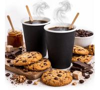 Gobelets à café en carton noir 240 ml (8 oz) - Lot de 50 - Gobelets jetables en carton - Gobelets pour boissons - Tasses à café