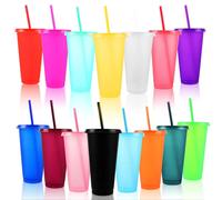 Gobelets avec couvercle, lot de 15, 710 ml, colorés, en PP
