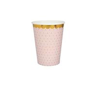 Gobelets en carton - LE GEANT DE LA FETE - Lot de 10 - Pois dorés - Rose - 27 cl