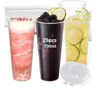 Gobelets en plastique - HOME SAFETY - 700 ml - 25 pièces - Transparent - Réutilisables et empilables
