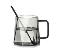 Gobelets en verre Tasses à boire en verre borosilicaté noir, tasse diamant 15.5Oz Verrerie de cuisine
