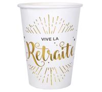 Santex Gobelets jetables Vive la retraite 5659-1 blanc - Lot de 10