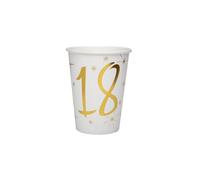 Gobelets métallisés - 10 - 18 ans - Blanc et Or - 10 pièces - 27 cl max