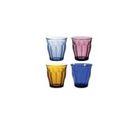 Duralex® - Coffret de 4 Verres en Verre Trempé 25 cl (Vermeil/Marine/Saphir/prune) - Collection Le Picardie® Élégants et Polyvalents - Fabrication Française