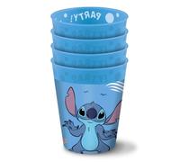 Procos - Gobelets Stitch and Angel en plastique, 4 pièces, réutilisables, vaisselle de fête pour anniversaire ou fête à thème