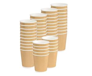 Gobelets Ripple Cup en Papier jetable Triple Couche double paroi isolante Havana Beige - recyclables PE pour boissons à emporter Café, thé, Cappuccino, Cocktail, Bière, vin (350 ml/12 oz (500 pièces))