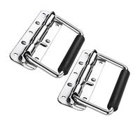 Gobesty Poignées de Caisse Pliantes, Anneau de Poitrine Poignée de Traction Poignée Pliante à Ressort Avec Poignée en Caoutchouc Pour Boîtes de Rangement de Remplacement de Boîte à Outils (140x40mm)