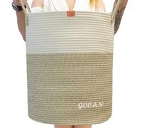 Gocan grande taille haute forte panier à linge tissé panier de rangement oreiller couverture salon ou chambre à coucher décoration jouet h50xd38cm brun/Beige