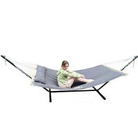 GOCAN Hamac en tissu matelassé qui ne s'incline pas avec support et barres d'écartement, plus sûr et stable, hamac de qualité pour extérieur, intérieur, patio, cour, utilisation double face, gris