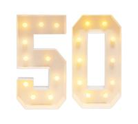 Goddlgjik 100 CM Chiffres Lumineux LED Happy Birthday avec boîte à piles | 2000-3000 K, chiffres d'anniversaire, pour remise de diplôme, anniversaire, fête, décoration de mariage (50
