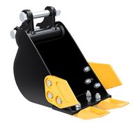 Godet creuseur mini pelle acier renforcé, accessoire robuste pour travaux jardin et chantier, résistant à l'usure, Métal, Noir