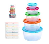 Godneei Lot de 5 Boîtes Alimentaires Hermétiques, Boite Plastique Alimentaire Ronde avec Couvercle, Boite Hermetique Alimentaire Empilable, Micro-Ondable