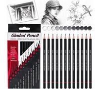 GodtKowty Set de 12 Crayons Graphite pour Dessin Artistique, Crayons pour Esquisse avec 12 Degrés de Dureté Différents (2H à 8B), Crayons de Haute Qualité pour Croquis