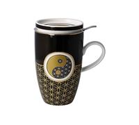 Goebel 23-101-75-1 Tasse à thé avec couvercle et passoire à collectionner Yin Yang noir, 11,5 x 8 x 14 cm, 0,45 l,