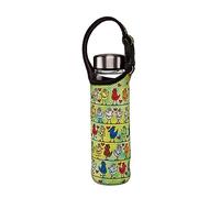 Goebel 26-103-02-1 Gourde avec housse en néoprène - Motif James Rizzi - Motif oiseaux sur un fil d'amour - 0,7 l - Hauteur : 26,5 cm - Vert