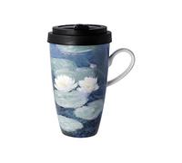 Goebel Coffee to Go 67-017-06-1 Tasse d'artiste avec couvercle Motif nénuphars le soir Monet 12,5 x 8,5 x 15 cm 0,5 l