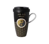 Goebel Coffee to Go 67-017-07-1 Tasse d'artiste avec couvercle Yin Yang noir, 12,5 x 8,5 x 15 cm, 0,5 l