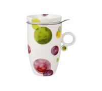 Goebel Colori Mix 23-123-38-1 Tasse à thé avec couvercle et passoire en porcelaine fine agréablement légère, passe au lave-vaisselle, capacité 0,45 l, dimensions : 12 x 8,5 x 15 cm,