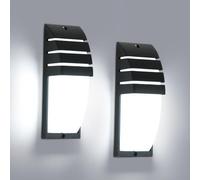 Goeco 2 Pack Applique Murale Extérieure, 12W 1300LM 6500K Etanche IP65 | Noir Lampe Murale LED Lumière Chaude, Luminaire Mural pour Cour, Jardin, Chambre, Salon, 22.5CM x 8CM