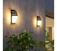 Goeco 2 Pack Applique Murale Extérieure LED, 12W 1300LM IP65 Étanche Lampe Murale 3000K Lumière Chaude, Luminaire Mural Noir pour Cour, Jardin, Chambre, Salon, 22.5CM x 8CM