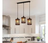 Goeco 3 Lustre Suspension Industrielle Design 3 Lampes, Luminaire Plafonnier Forme Feux d'artifice en Fer, E27 Lampe de Plafond Noir pour Salon Chambre Cuisine