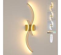 Goeco Applique Murale Dimmable, 80CM 32W 3600LM Or Lignes Lampe Murale avec Télécommande, 3000-6500K Luminaire Mural Intérieure en Aluminium pour Chambre Salon Escalier Couloir