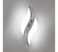Goeco Applique Murale Intérieure, 12W 1350LM Lampe de Chevet Murale Chromée Lumière Blanche Froide 6500K Applique LED avec 2 Tubes Lumineux Ondulés pour Chambre, Salon, Hôtel, Escalier